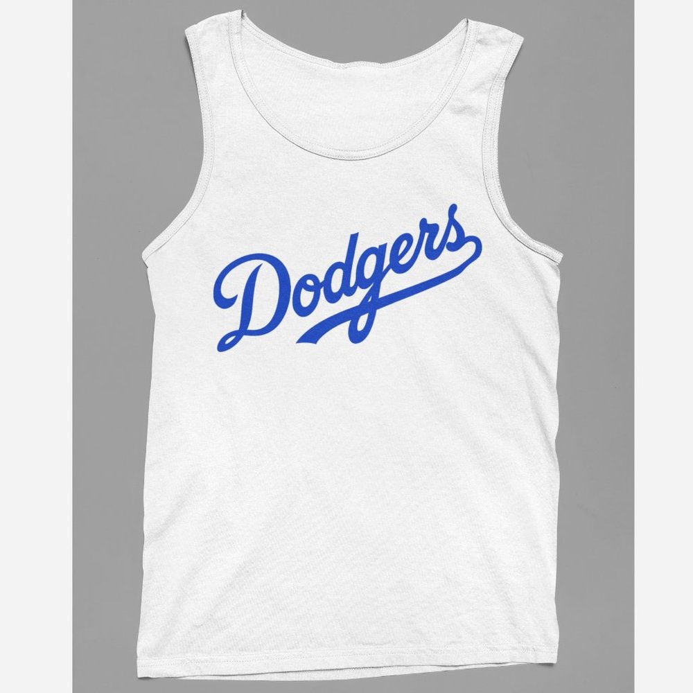 NEW Los Angeles Dodgers Script Home Wordmark Logo Tank Top WHITE
